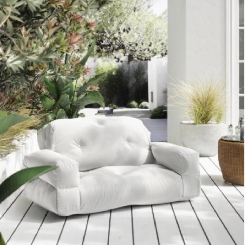 Canapé d'extérieur relax convertible HIPPO OUT - Blanc - Design scandinave modulable avec matelas futon_1