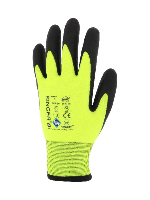 Gants de protection Ninja Ice Jaune vif - Taille 8 - Déperlants et chauds jusqu'à -50°C_1