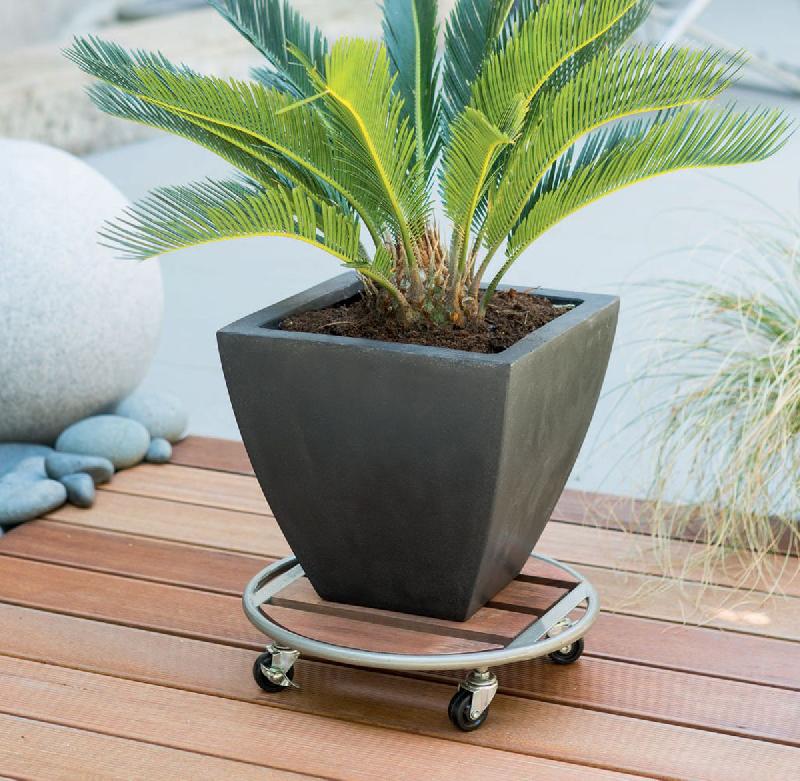 Support à roulettes bois et métal - Flora Roll Metal Wood - 35 cm_1