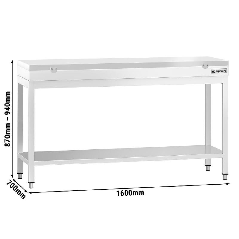 Table inox de découpe avec plan blanc - Profondeur 700 mm | Ggm - 1600_1