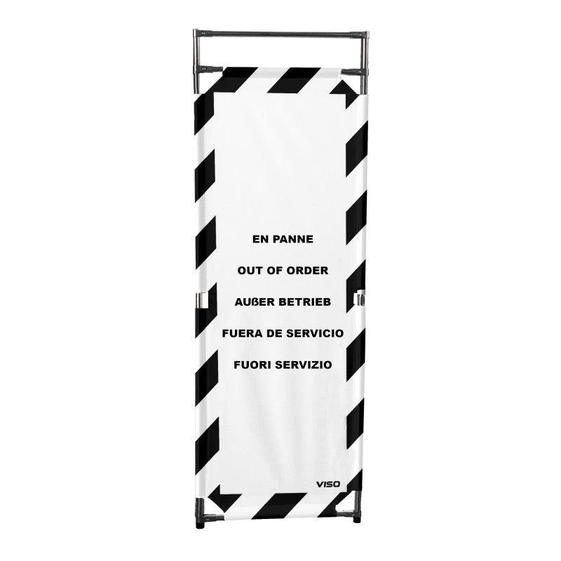 Barrière d'intervention 1 panneau - rayé Noir / Blanc (En panne) / 1800 / INOX 304_1