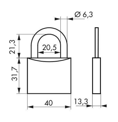 Cadenas à clé type 1+ - Corps laiton monobloc 40 mm - Anse acier cémenté nickelé - Thirard_1