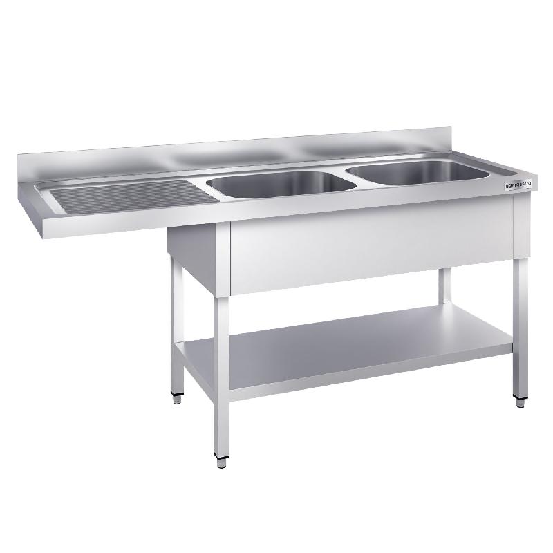 Plonge Inox 2 bacs avec passage lave-vaisselle - P 700 - GGM -_1