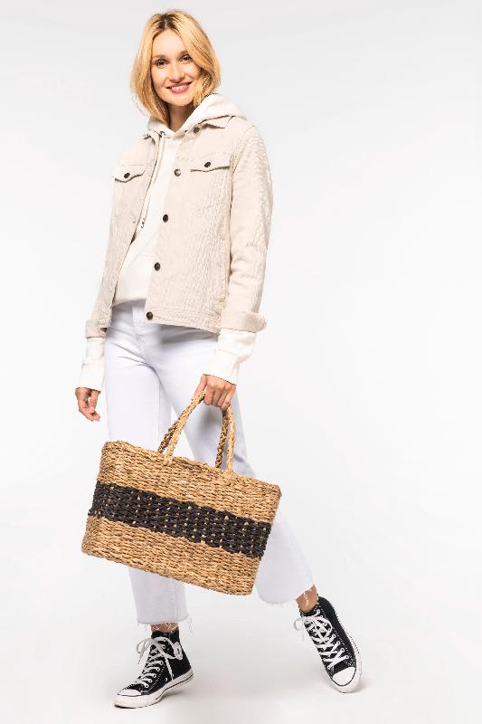 Sac panier en jonc de mer - Réf: KINS136 - Tressé à la main avec doublure recyclée_1
