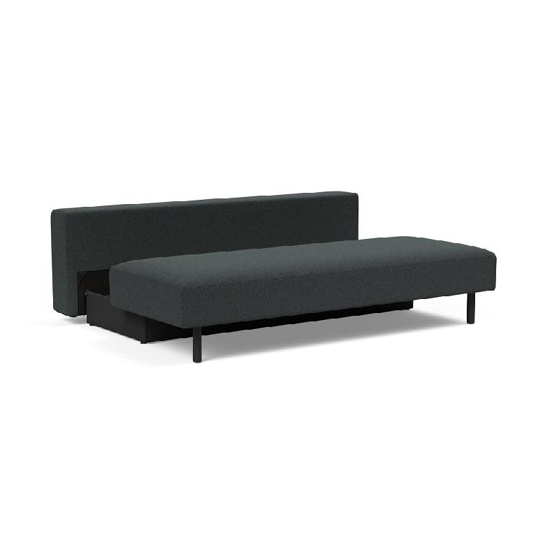 Canapé convertible design MERGA - Lit 140x200 cm avec boîte de rangement - Tissu bouclé Black Raven_1