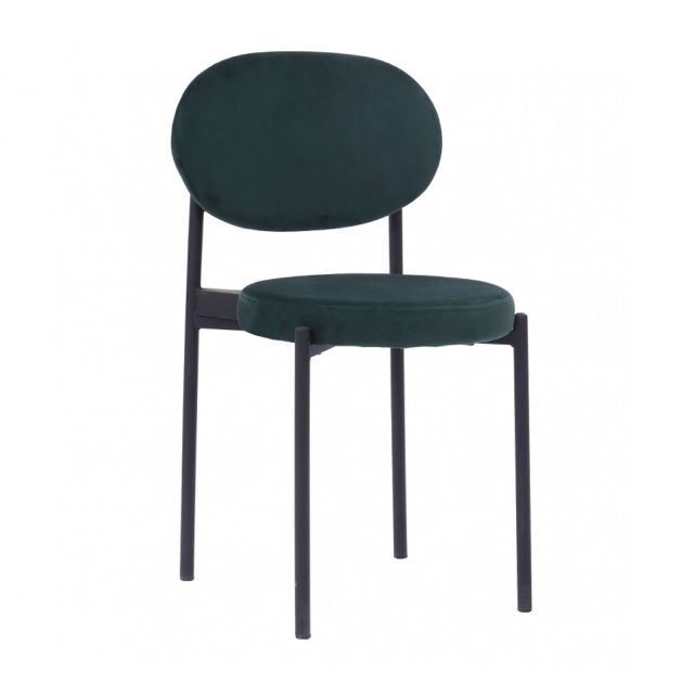 Chaise design art déco pour restaurant avec assise en velours vert foncé