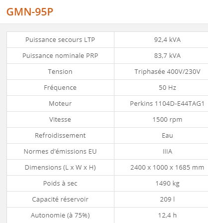 Groupe électrogène industriel GMN-95P - Generac - 92,4 kVA - Série GMN Euro - moteur diesel normes IIIA_1