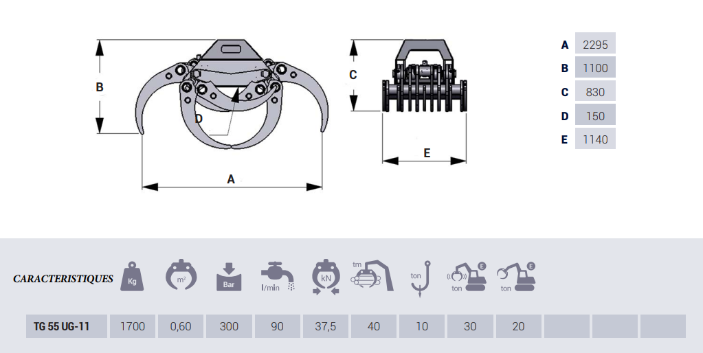 Grappin de recyclage TG55 UG-11 - Intermercato - ouverture 2,29m - pour pelles 20 à 30t_1