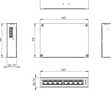 Switch ethernet industriel 8 ports 10/100/1000Mbps non managé - -40°C à 75°C - IP30 - IoT-BOX-SW8G_1
