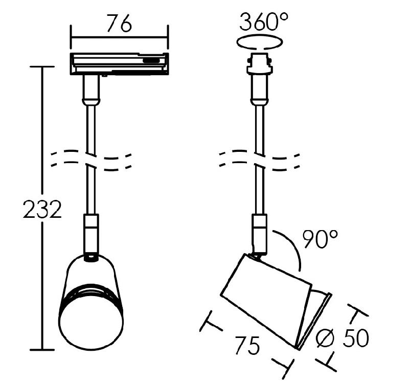 4385 - Judy 129 GU10 LED 36° 5,5W 3000K blanc avec tige - Spot pour rail - Aric_1