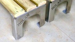 Banc public avec dossier en bois durable et acier inoxydable personnalisable - Référence MUB2 - Longueur 2m_1