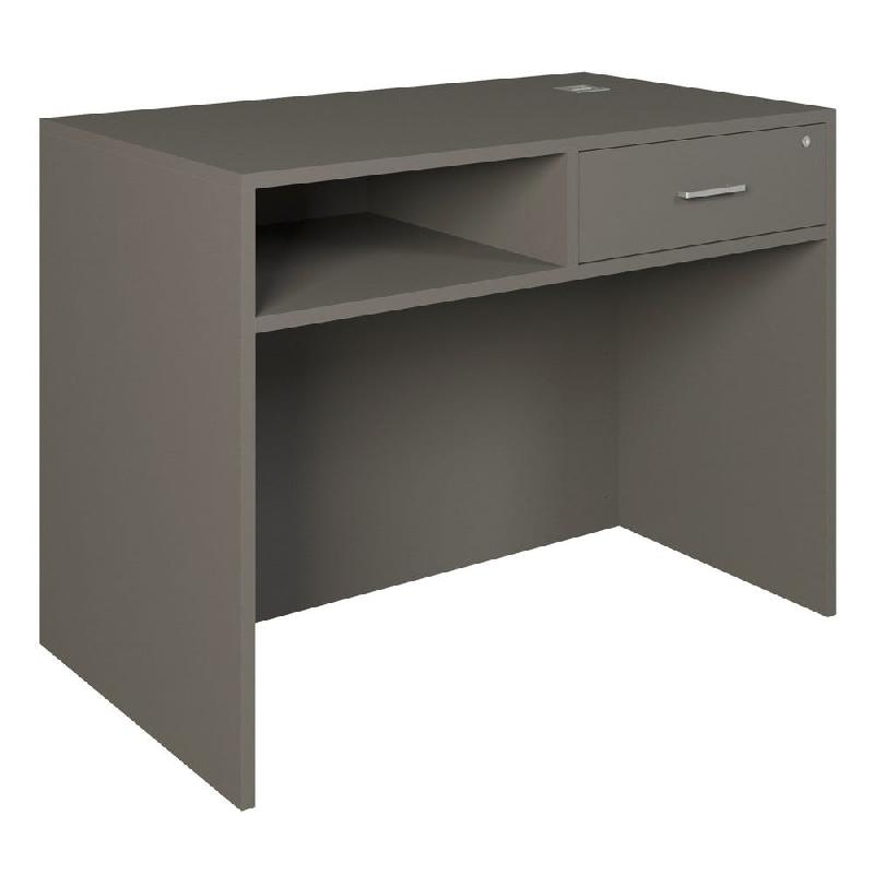 Comptoir Vertigo simple blanc et bois et  1 tiroir  1 tablette L120cm anthracite_1