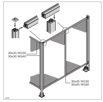 Profilé en aluminium pour grille de protection 30x30 wg30_1