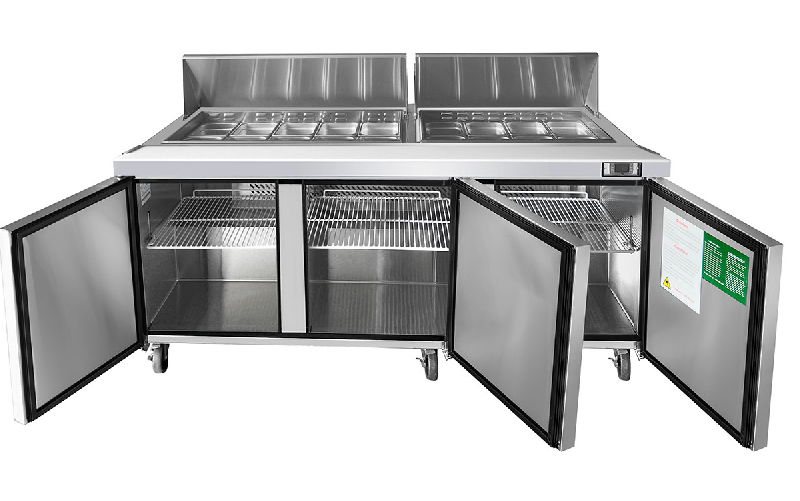 Saladette réfrigérée tropicalisée 18 GN1/6 positive avec plan de travail 3 portes 600L ATOSA_1