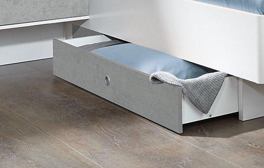 Tiroir de lit 160cm Vironi blanc et béton - Design moderne et robuste_1