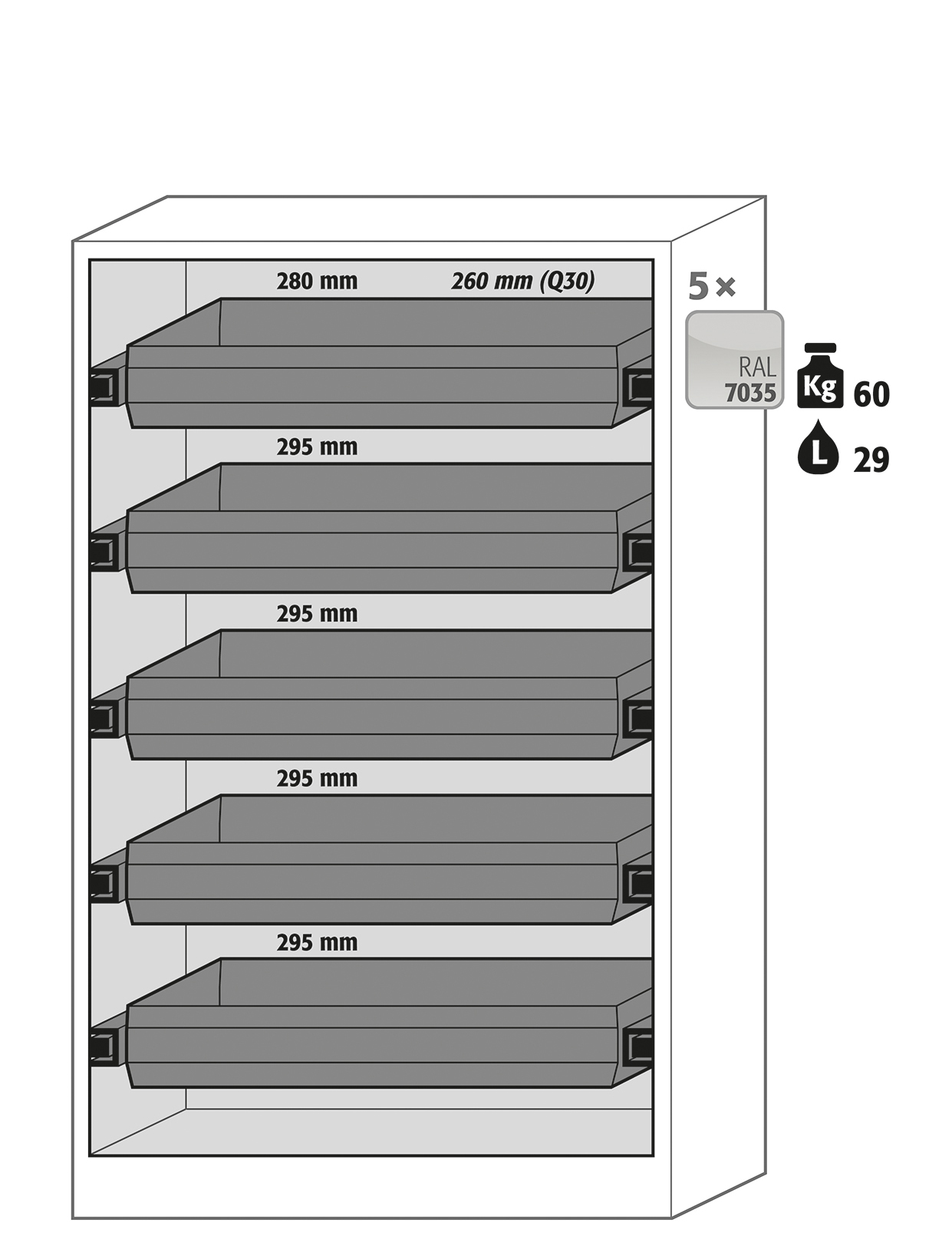 Armoire de sécurité Q-PHOENIX-90 - Modèle Q90.195.120.FD avec portes pliables et résistance au feu NF EN 14470-1 - réf 32149-040-33648_1