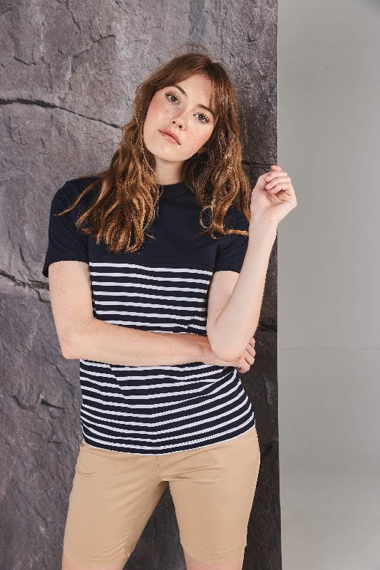 T-shirt breton à manches courtes - Réf: FR135 - 100% coton jersey - Style décontracté mixte_1