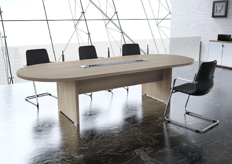 Table de réunion ovale TAK avec top access - Mobel Linea - 250, Acacia clair_1