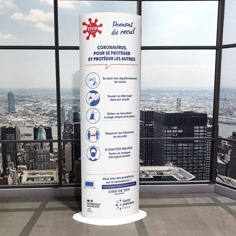 Totem - Bikom - en carton COVID-19 - elliptique 60x180 cm avec impression personnalisée_1