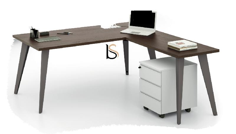 Bureau avec retour Pigreco - MARTEX - 140, Blanc, Anthracite, Droite_1