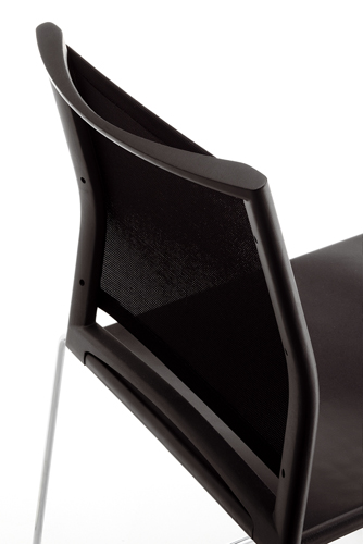 Chaise Fil Acier Chromé Line - Référence 8450 SR A - Dossier résille noire - Assise polypropylène noire - Empilable par 10_1