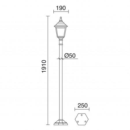 Lampadaire d'éclairage public - 1 tête - Clic-clac 4 - IP44 - E27 - Blanc rustique - Verre transparent - Hauteur 1910 mm_1