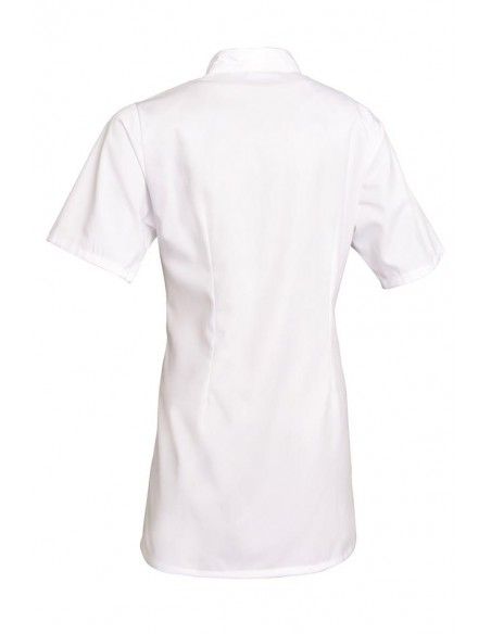 Noramc000 - Veste de cuisine SNV - Manches courtes - Poly/coton - Fermeture pression calotte blanche_1