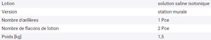 137641W - Support mural avec 2 bouteilles rince-œil de 500 ml - solution saline stérile selon EN 15154-4_1