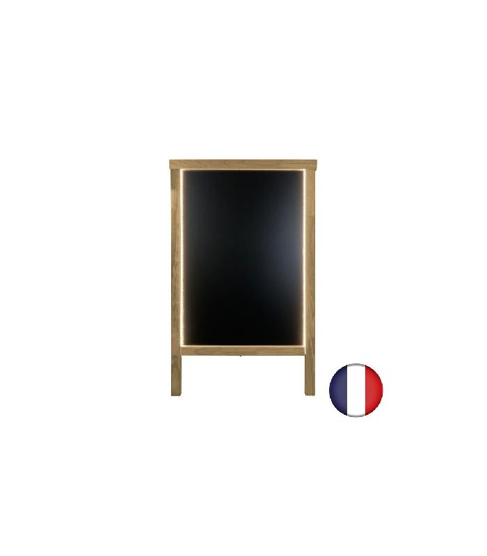 Chevalet stop trottoir en bois avec éclairage LED - 90 x 55 cm - Référence : LSTF49MI+LED_1