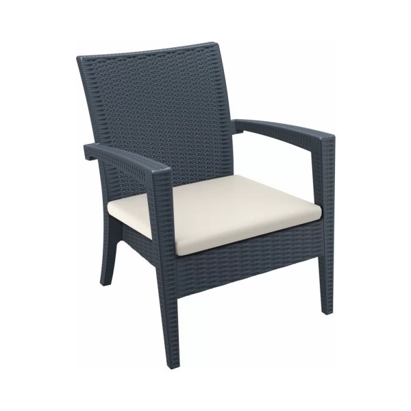 Fauteuil bas en résine tressée MIAMI - Stamp - empilable et résistant aux intempéries_1