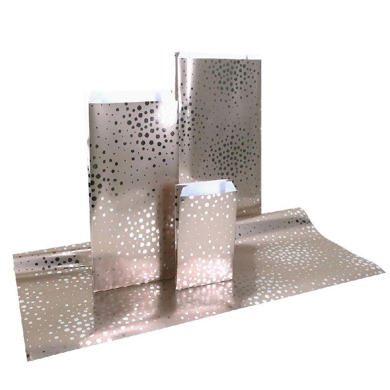 Pochettes cadeaux Bulles argent rose poudré 17,5x6x35cm - par 50_1