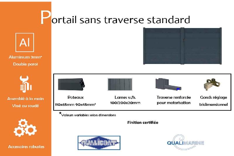 Portail battant standard sans traverse - 3500 / 1690_1