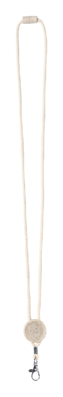 Tour de cou en coton - boucle de sécurité, mousqueton en métal et badge écologique en paille de blé - idéal pour le doming_1