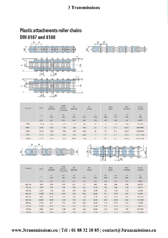 Chaîne plastique DIN8187 - Convoyeur - Norme DIN/ISO ou ANSI - Disponible en rouleau ou découpe sur mesure_1