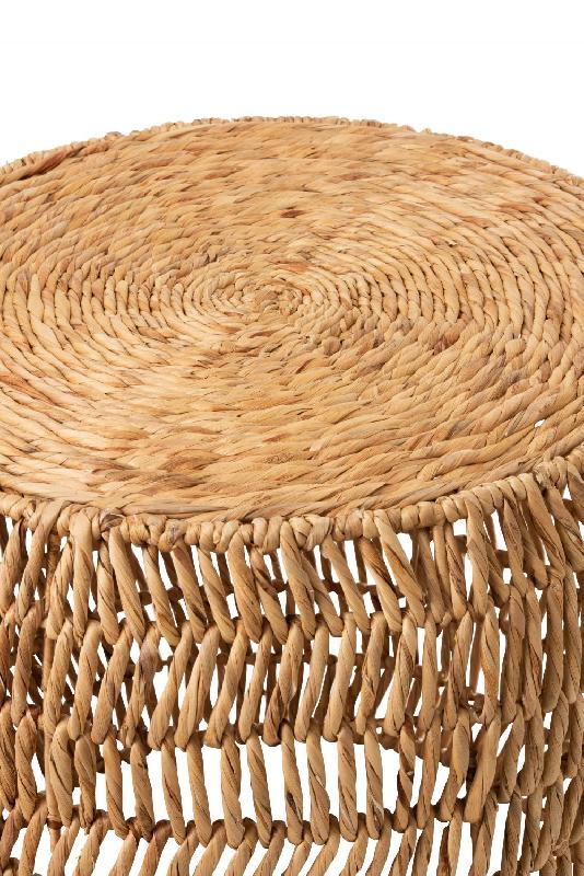 Set table basse ronde NEA avec 2 tabourets en jacinthe d'eau naturelle - style bohème_1