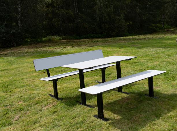 Banc public Bench Ekeby HPL - Gris/Noir - Scellement béton - 8101176 - Hags_1