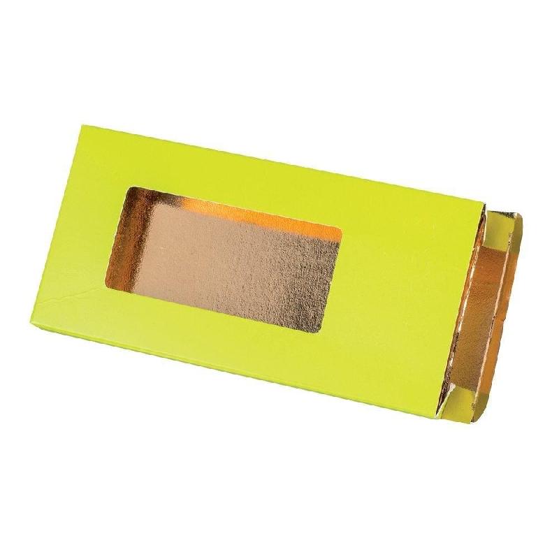 Étui tablette chocolat vert anis intérieur or 16x8x1.5cm - par 50 - Ref 55720/55721_1