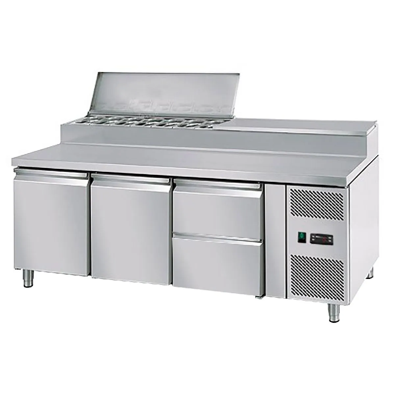 Saladette réfrigérée à capot - 2 portes GN 1/1, 2 tiroirs avec 8 bacs GN 1/3_1