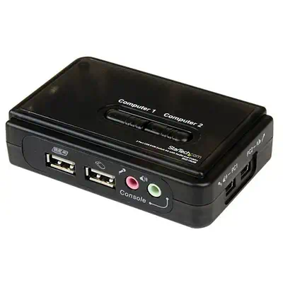 Kit commutateur KVM USB VGA à  2 ports avec audio et cbles - Switch KVM - Noir_1