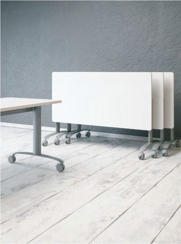 Solution - Table de réunion pliante et à plateaux abattants sur roulettes_1