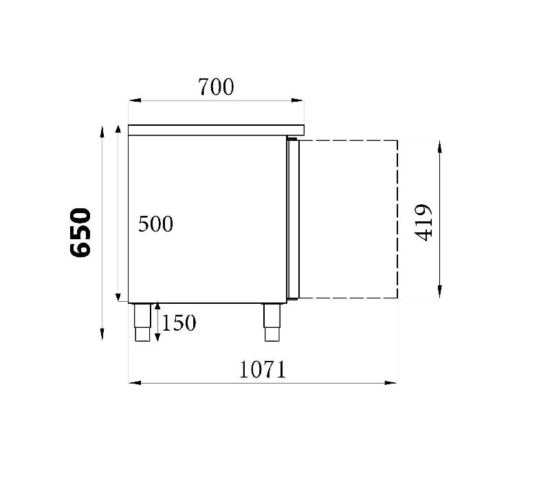 Table réfrigérée 650 haute 2 portes l1360mm 7450.0755 COMBISTEEL_1