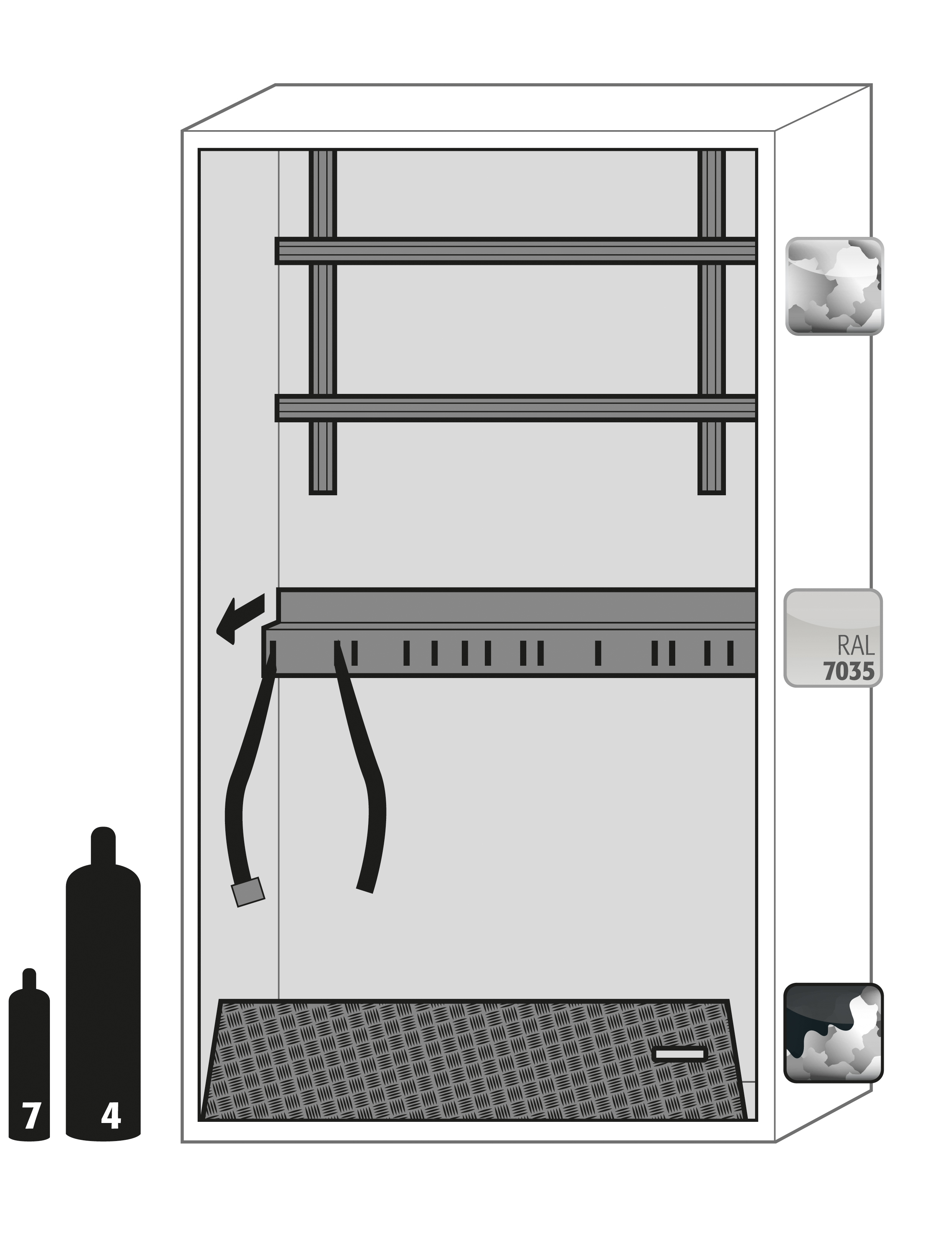 Armoire de stockage intérieure pour bouteilles de gaz G-ULTIMATE-90 modèle G90.205.120 - Réf 30657-001-30658 - Sécurité NF EN 14470-2_1