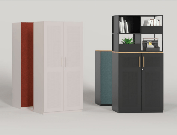 Armoirettes acoustiques Mobimétal - acier thermolaqué avec portes battantes perforées et options personnalisables_1