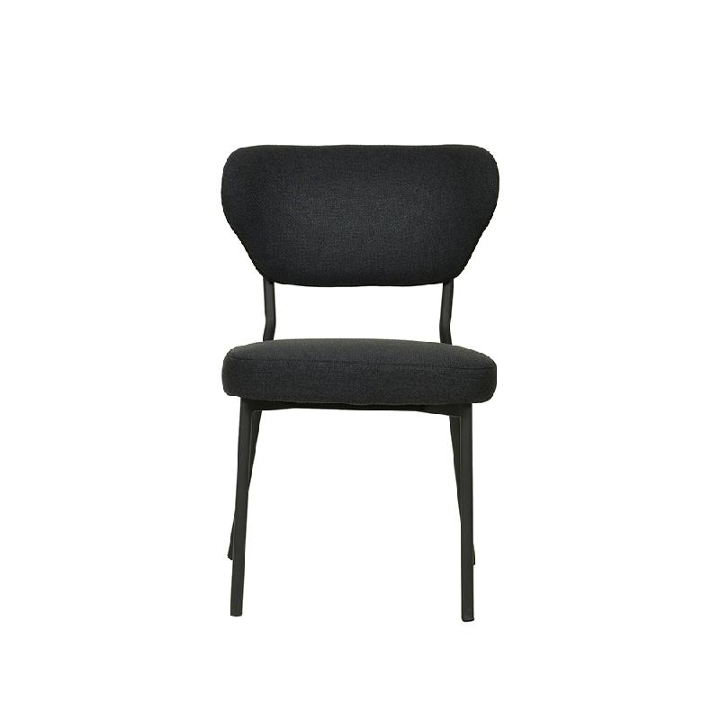 Duko - Chaise empilable en tissu noir_1