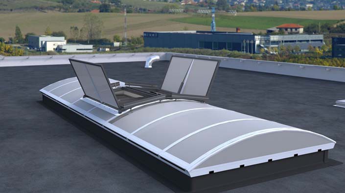 Lanterneau ponctuel ecobac dv 110 pour voûte / sur embase en polyester / avec protection solaire / 190 x 170 cm_1