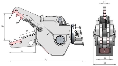 Cisaille combi Rotar RDC 42 S - Rotar International B.V. - avec dents remplaçables et tête rotative puissante_1