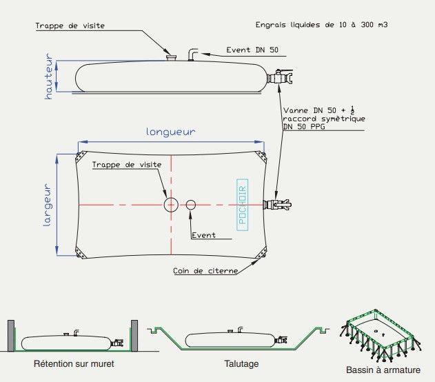 Citerne souple à engrais - RCY - Poids de la citerne non équipée - Textile enduit précontraint avec fils polyester_1