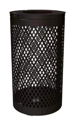 Corbeille publique Losange 120 litres - acier et tôle découpé - serrure à clé triangle_1