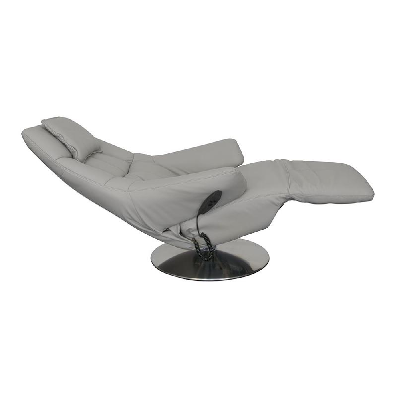 Fauteuil relax électrique KILLEM - Bi-moteur, coloris gris clair, piètement pivotant inox 360°_1