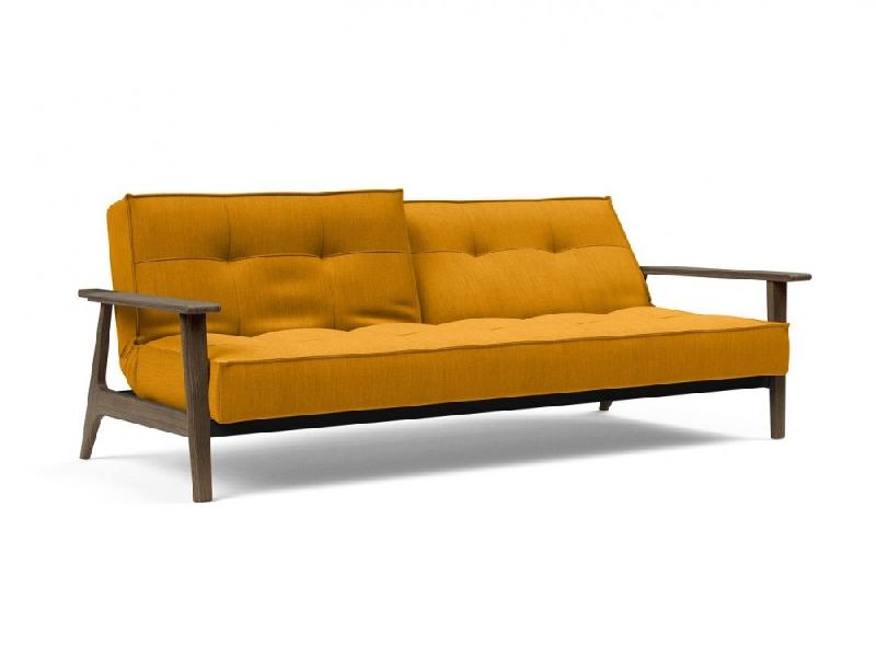Canapé-lit design Innovation Living Splitback Frej - Convertible 115x210 cm - Chêne fumé - Tissu Elegance Burned Curry_1